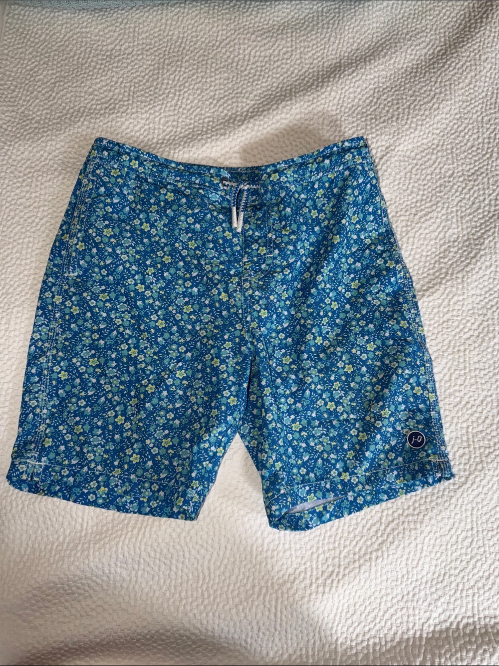 johnnie-O Blue Floral Kids Swim Trunks